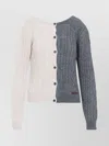 Moschino Cable Knit Color Block Long Sleeve Sweater In Gray