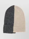 Moschino Two-tone Ribbed Texture Folded Brim Hat In Neutral