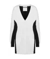 Moschino Black And White Wool Cardigan In White