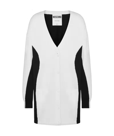 MOSCHINO MOSCHINO TWO-TONED V-NECK KNITTED CARDIGAN