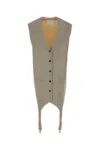 Moschino Couture Two-tone Wool And Satin Oversize Vest In Fantasiabeige