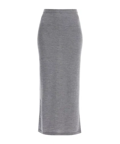 Moschino Two-toned Knitted Pencil Skirt In Gray