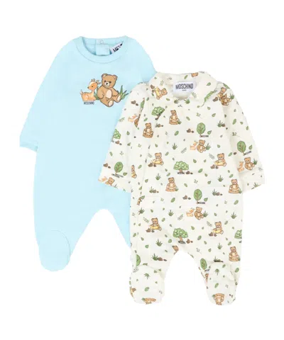Moschino Babies' Two-piece Long-sleeved Jumpsuit In Multi