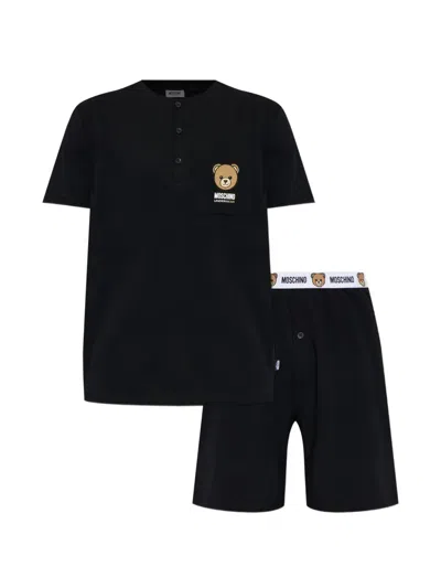 Moschino Two-piece Pajama Set In Black