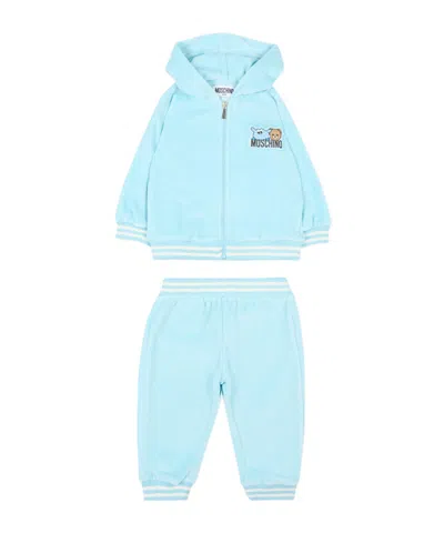 Moschino Two-piece Set: Long-sleeve Hooded Sweatshirt And Sweatpants In Blue