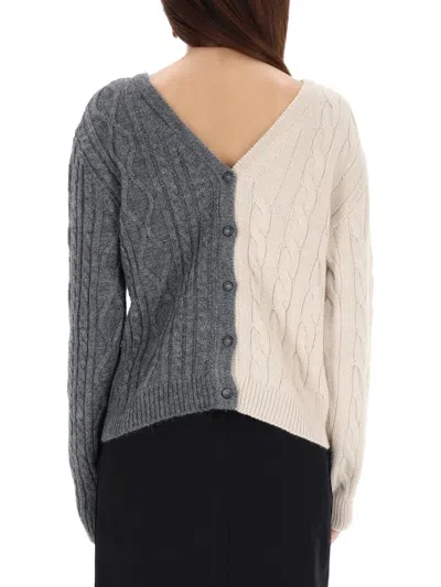 Moschino Two-tone Alpaca Blend Cardigan In Gray