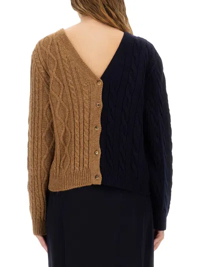 Moschino Two-tone Alpaca Blend Cardigan In Multicolor
