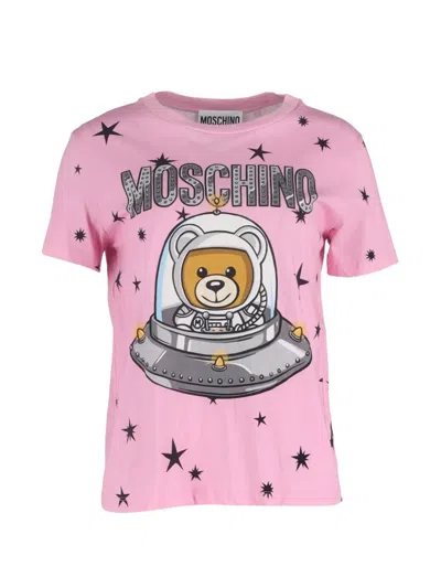 Pre-owned Moschino Ufo Teddy-print T-shirt In Pink