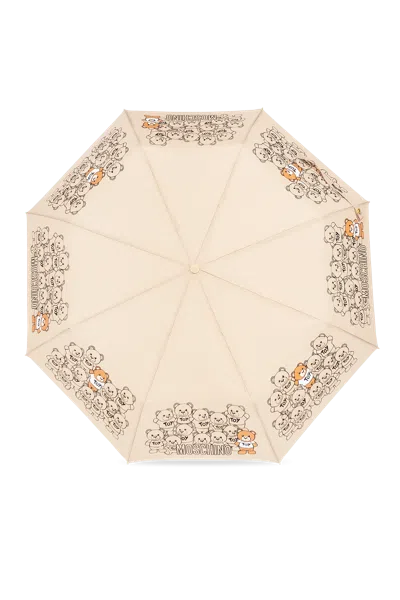 Moschino Umbrella With Logo In Beige