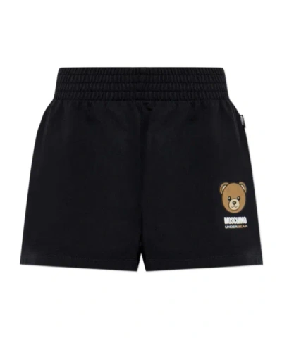 Moschino Underbear Logo Shorts In Black