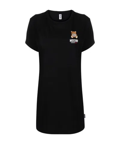 Moschino Underbear Printed T-shirt Dress In Black