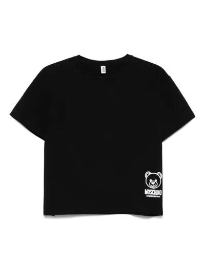 Moschino Underwear Black Cotton Blend T-shirt With Logo