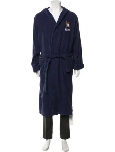 Pre-owned Moschino Underwear Graphic Print Robe W/ Tags In Blue