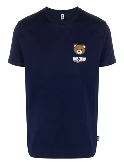 Moschino Underwear Leo Teddy Printed T-shirt In Blue