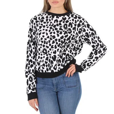 Moschino Underwear Leopard Print Cotton Sweatshirt In Black