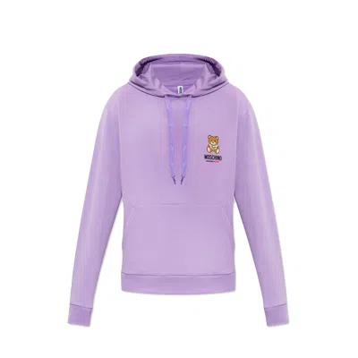 Moschino Underwear Logo Hooded Sweatshirt In Purple