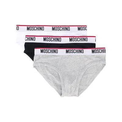 Moschino Underwear Logo Waistband Briefs (set Of Three) In White