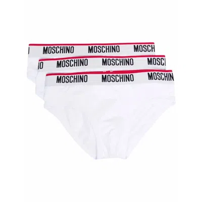 Moschino Underwear Logo-waistband Briefs (set Of Three) In White