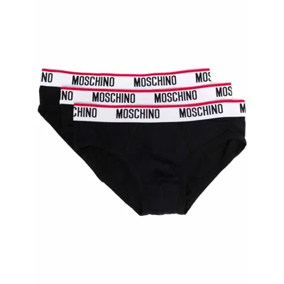 Moschino Underwear Logo-waistband Three-pack Briefs In Black