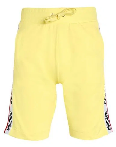Moschino Underwear Man Shorts & Bermuda Shorts Yellow Size L Cotton, Elastane