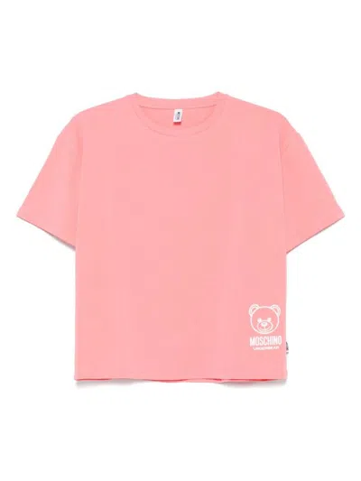 Moschino Underwear Pink Cotton Blend T-shirt With Logo