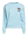 Moschino Underwear Woman Sweatshirt Sky Blue Size L Cotton, Elastane