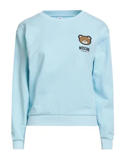 Moschino Underwear Woman Sweatshirt Sky Blue Size L Cotton, Elastane