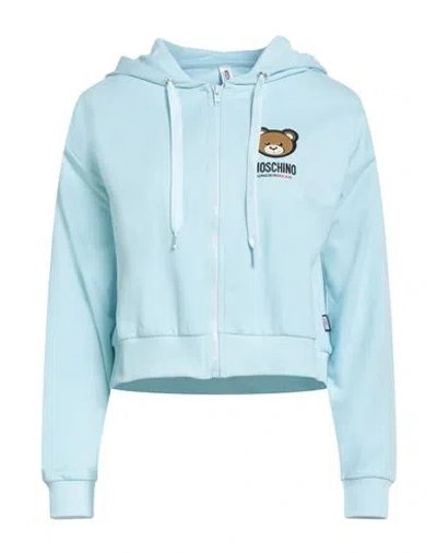 Moschino Underwear Woman Sweatshirt Sky Blue Size M Cotton, Elastane