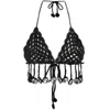 Moschino Cotton Blend Crochet Triangle Bra Top In Black