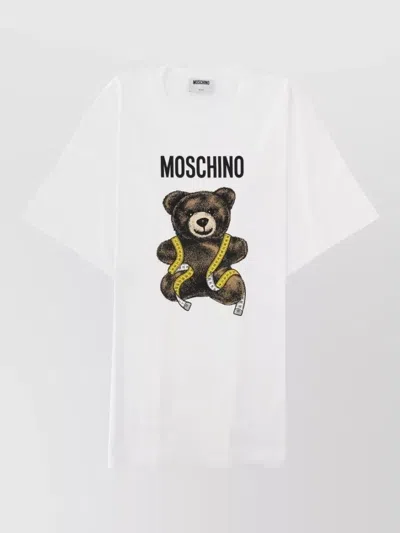 Moschino Teddy Bear Design Relaxed Fit Graphic Cotton T-shirt In White