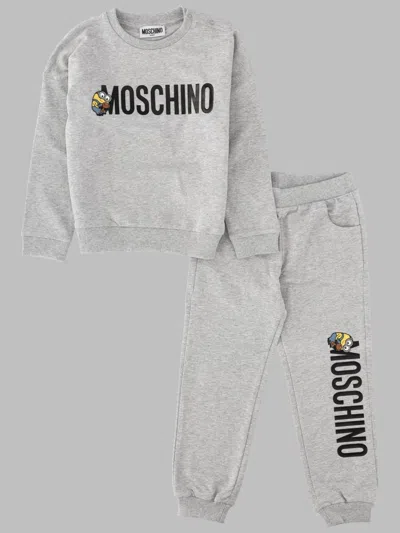 Moschino Unisex Kids Cotton Sweatshirt & Pants Set In Gray