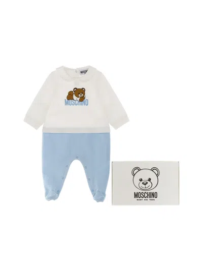 Moschino Unisex Mini Cotton Jumpsuit Set In Multi