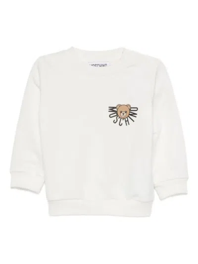 Moschino Unisex Mini Hoodless Logo Sweatshirt In White
