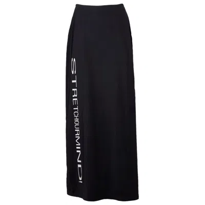 Pre-owned Moschino Unworn  Vintage 1990s Holographic Print "stretch Your Mind" Maxi Skirt In Black