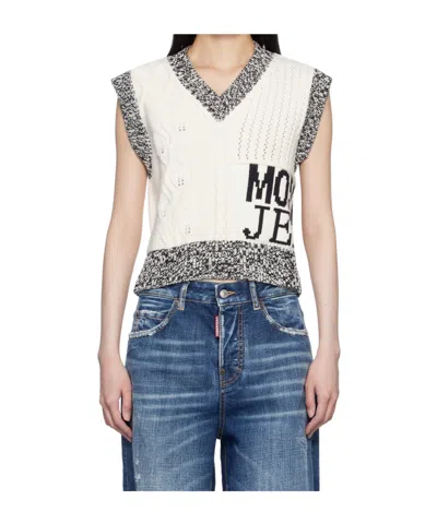 Moschino Urban Knit Vest In Blue