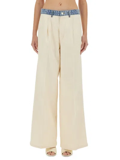 Moschino Urban Wide Fit Pleated Trousers In Pink