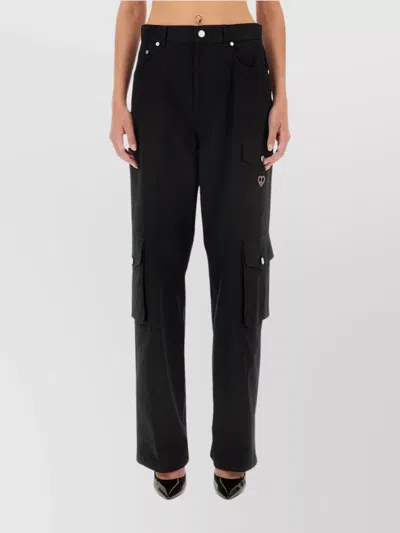 Moschino Utility Cargo Pants Button Detailing In Black