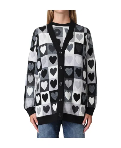 Moschino V-neck Knitted Sweater In Black