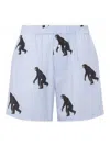 Moschino Knee Length Printed Shorts With Elastic Waistband In Blue