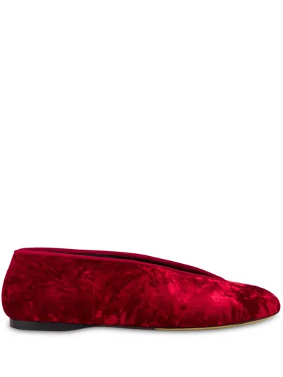 Moschino Velvet Ballet Flats In Red