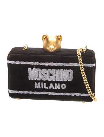 Pre-owned Moschino Velvet Clutch In Black