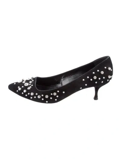 Pre-owned Moschino Velvet Graphic Print Pumps In Black