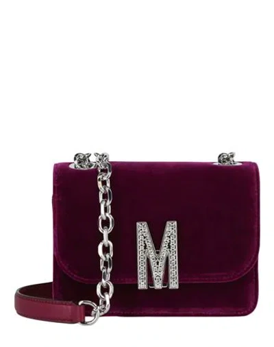 Moschino Velvet Logo Crossbody Bag Woman Cross-body Bag Purple Size - Cotton