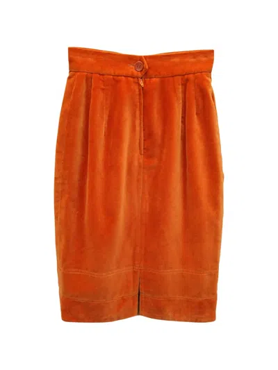 Pre-owned Moschino Velvet Pencil Skirt In Orange