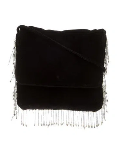 Pre-owned Moschino Velvet Shoulder Bag Vintage In Black