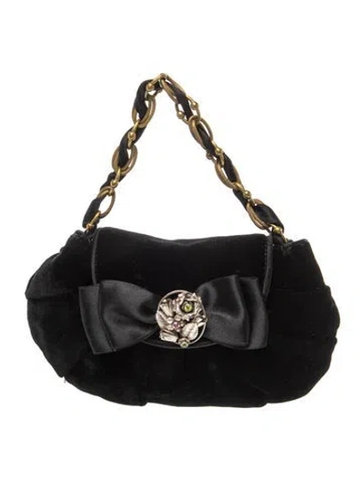 Pre-owned Moschino Velvet Top Handle Bag In Black