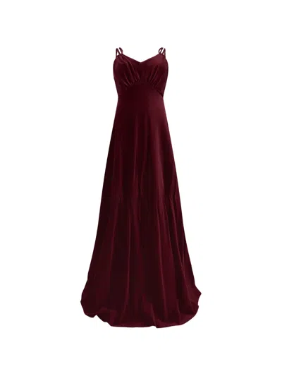 Moschino Velvet-effect Pleated Maxi Dress In Red