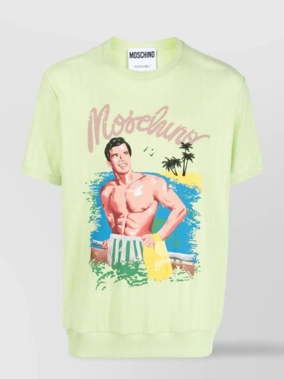 Moschino Versatile Crew Neck Jersey T-shirt In Beige