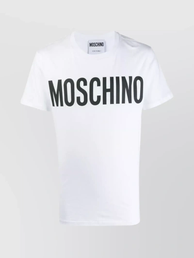 Moschino Versatile Crew Neck Short Sleeve T-shirt In White
