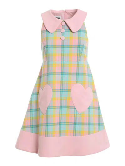 Moschino Check Flared Dress In Multicolor